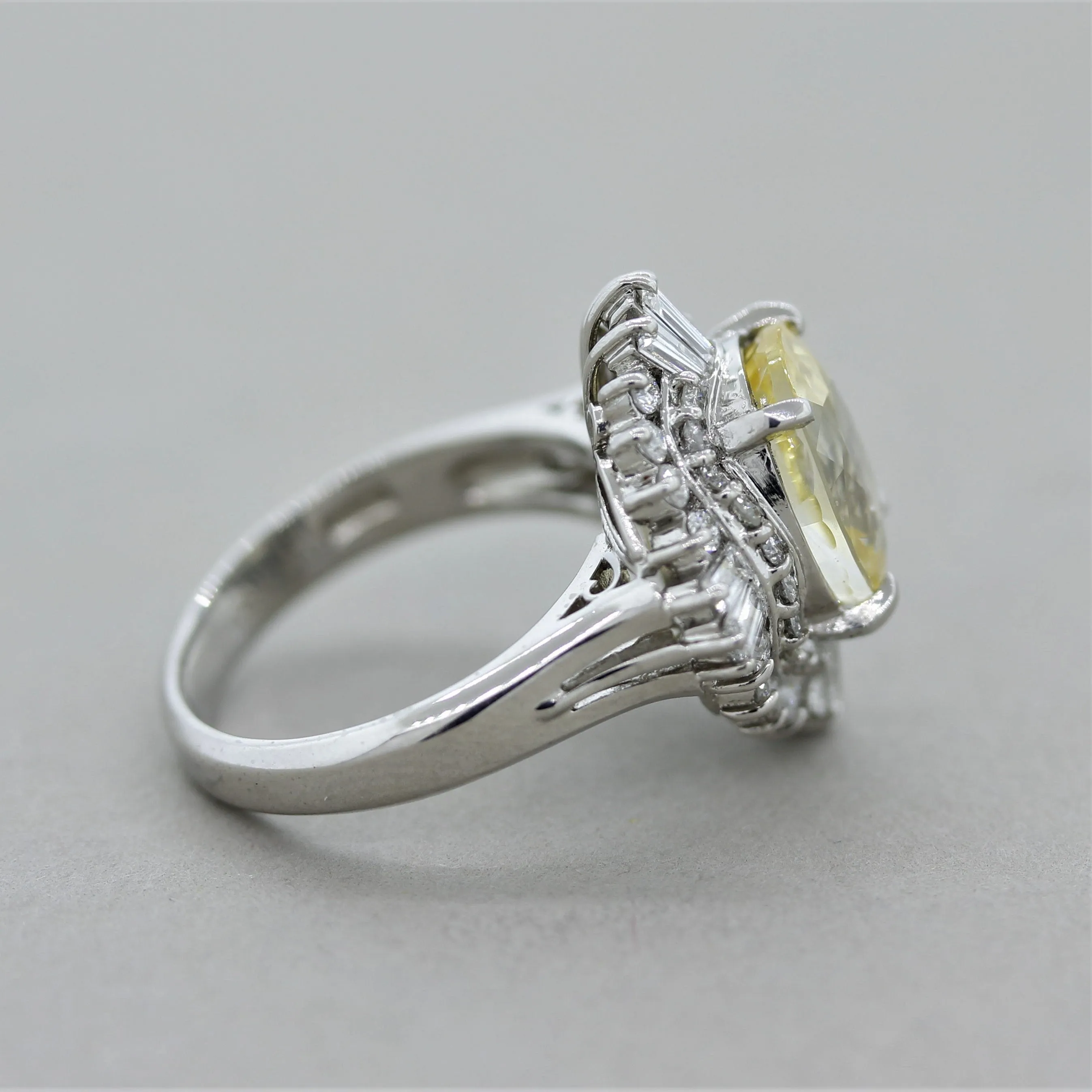 Yellow Sapphire Diamond Platinum Cocktail Ring