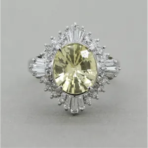 Yellow Sapphire Diamond Platinum Cocktail Ring