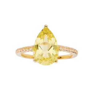 Yellow Sapphire Teardrop Statement Ring