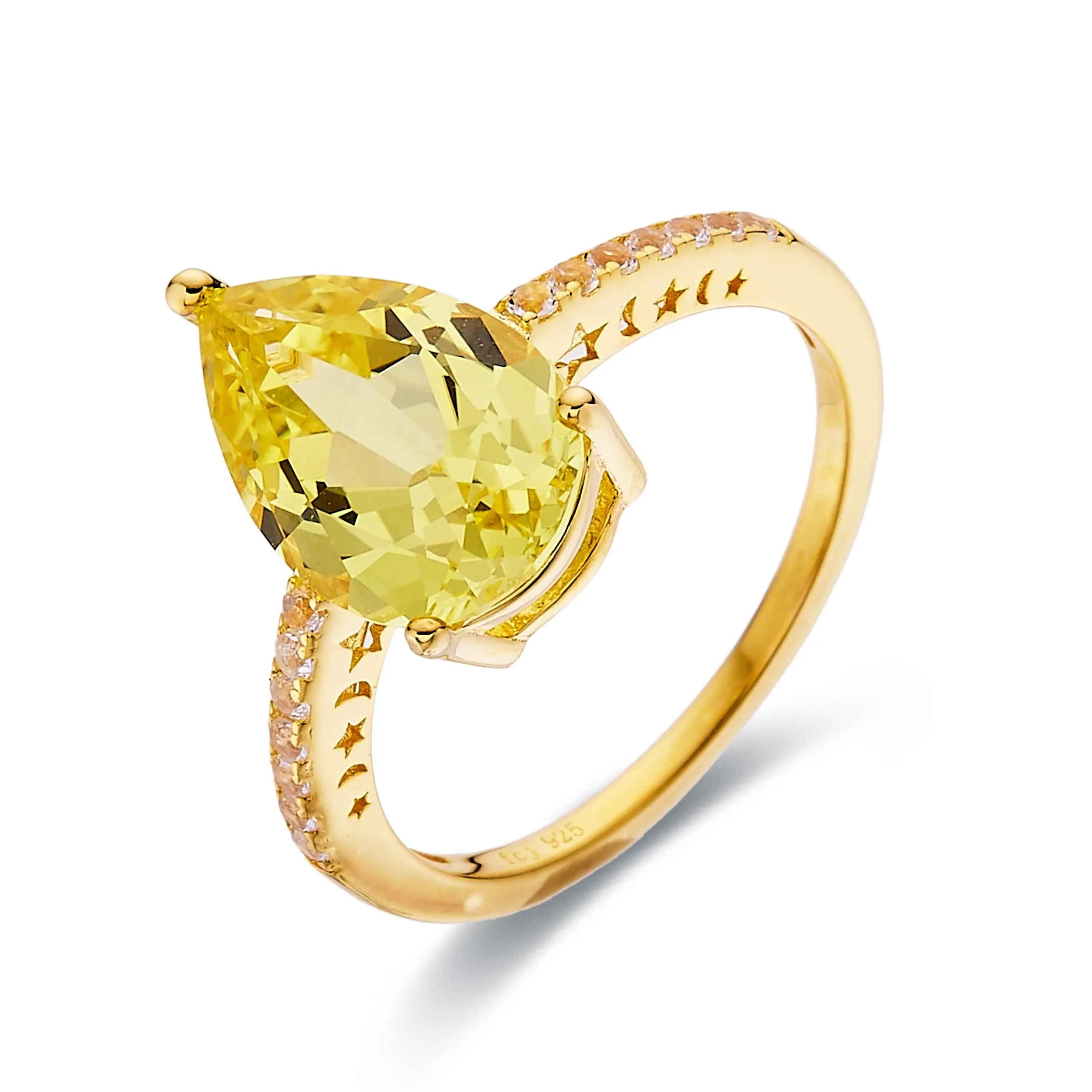 Yellow Sapphire Teardrop Statement Ring