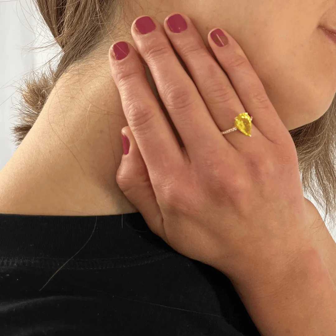 Yellow Sapphire Teardrop Statement Ring